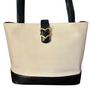 YSL Vintage Nylon & Patent Leather Heart Tote